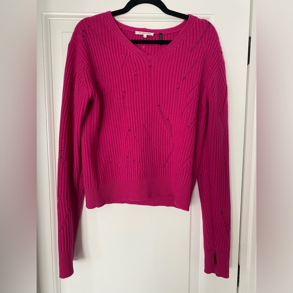 HELMUT LANG DISTRESSED V-NECK SWEATER W THUMB HOLES - Picture 1 of 6